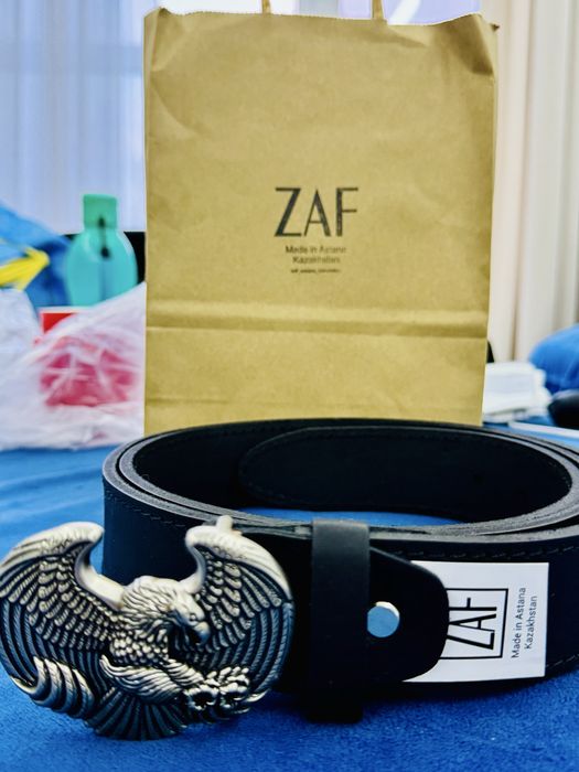 Ремень ZAF с орлом кожаный