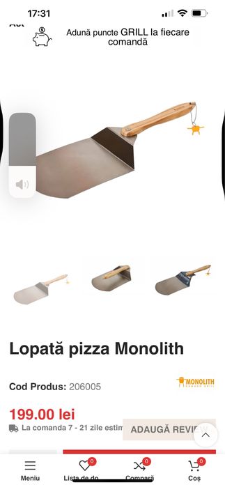 Paletă pentru pizza Monolith – oțel inox + mâner bambus