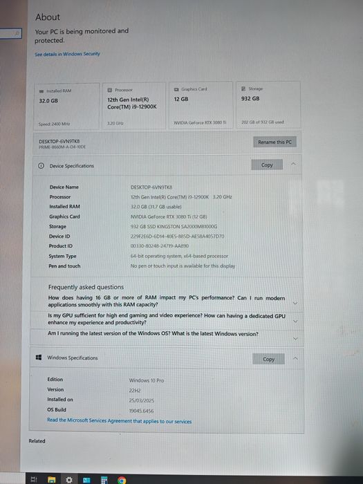 PC Gaming i9 12900k RTX3080ti