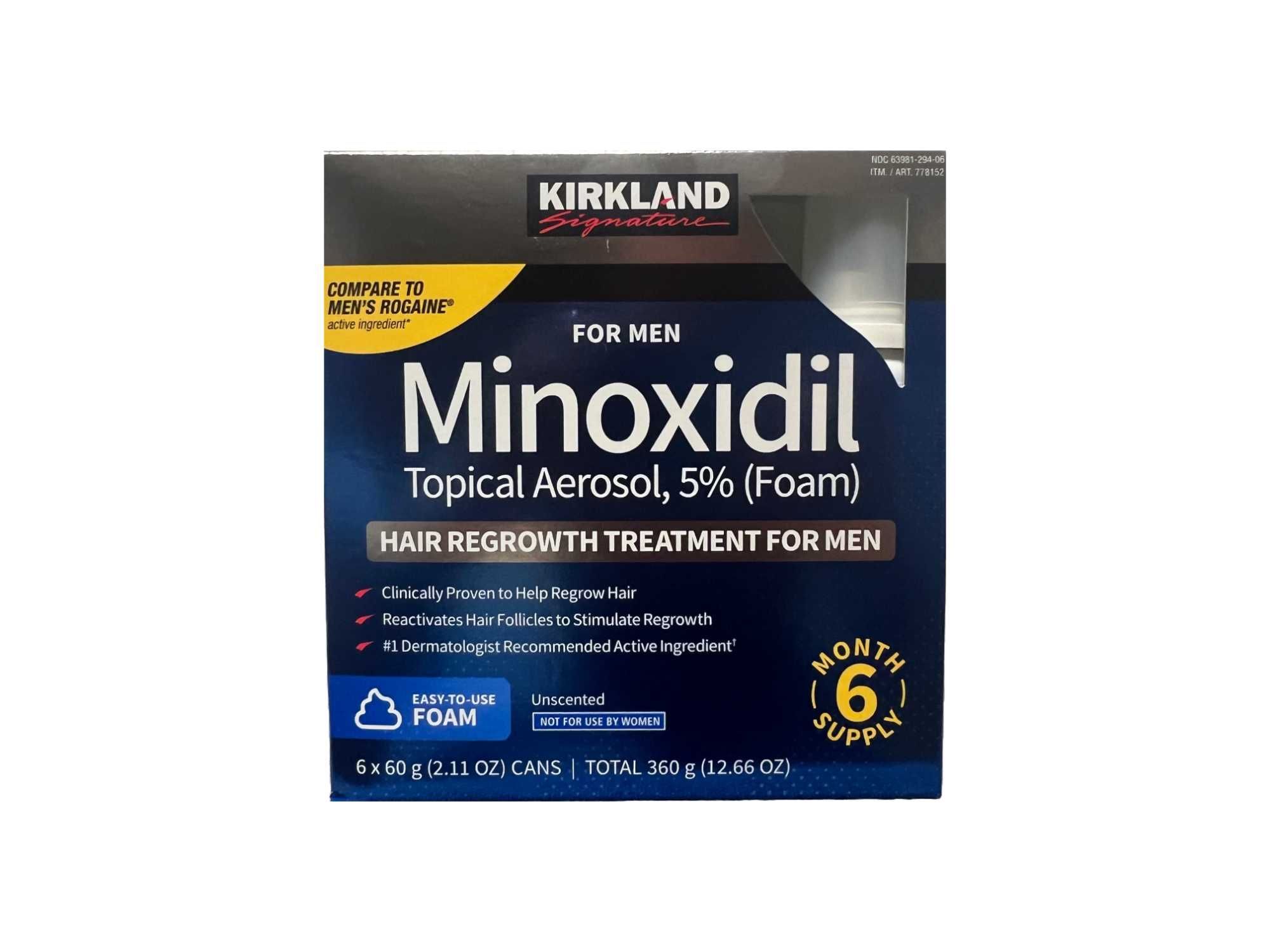 Spuma Minoxidil Kirkland 5%, Tratament pentru par/6 luni + Dermaroller