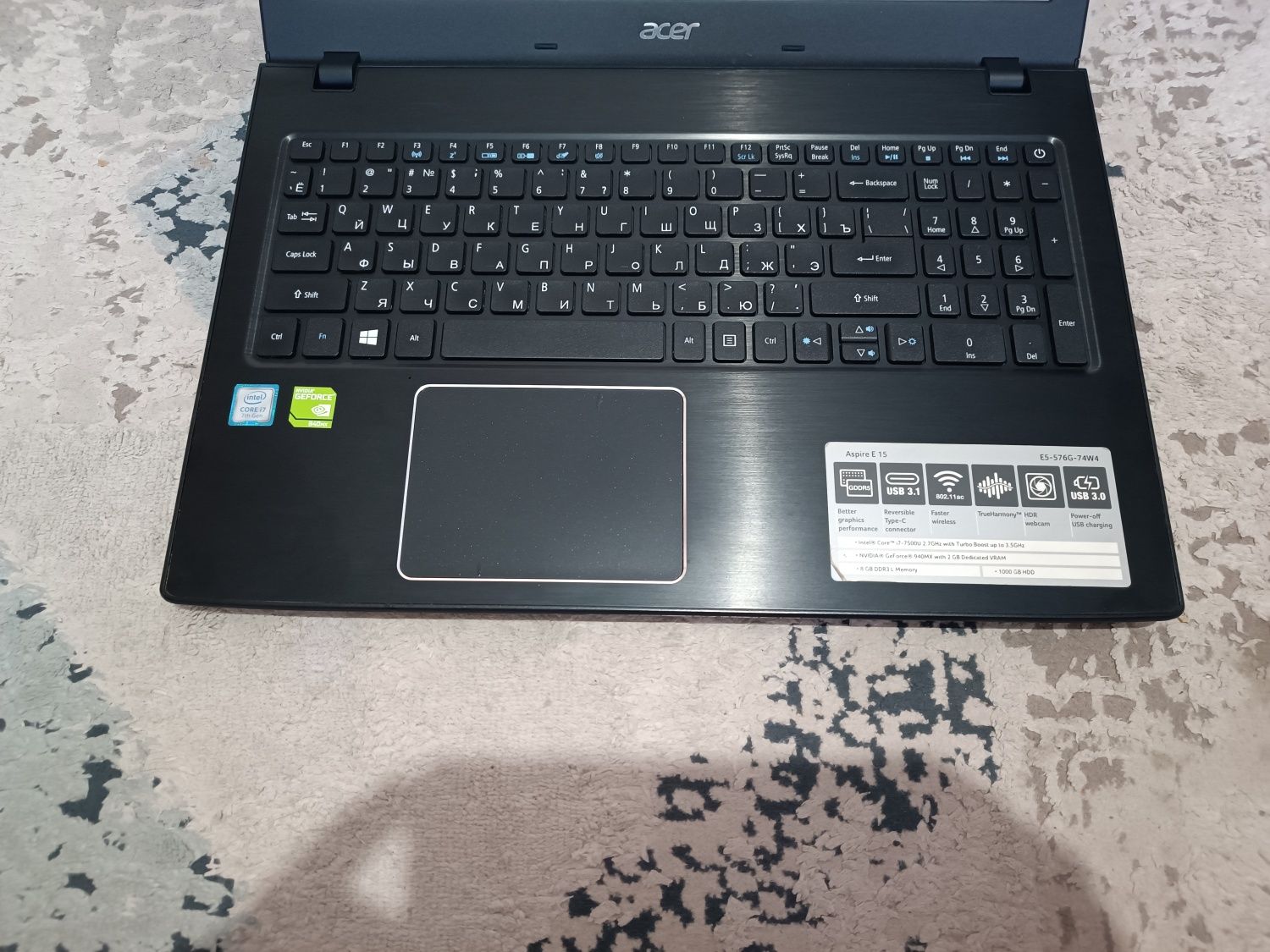 Мощный core i7 -7 с SSD ноутбук Acer
