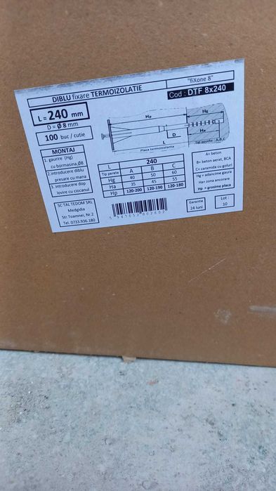 Diblu termosistem Tal Tedom FiXone, 8 x 240 mm, 40 bucati 2 ron bucata