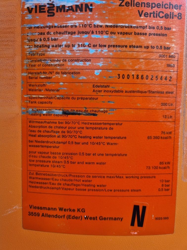 Boiler Viessmann 200 litri inox cu serpentina mare din inox