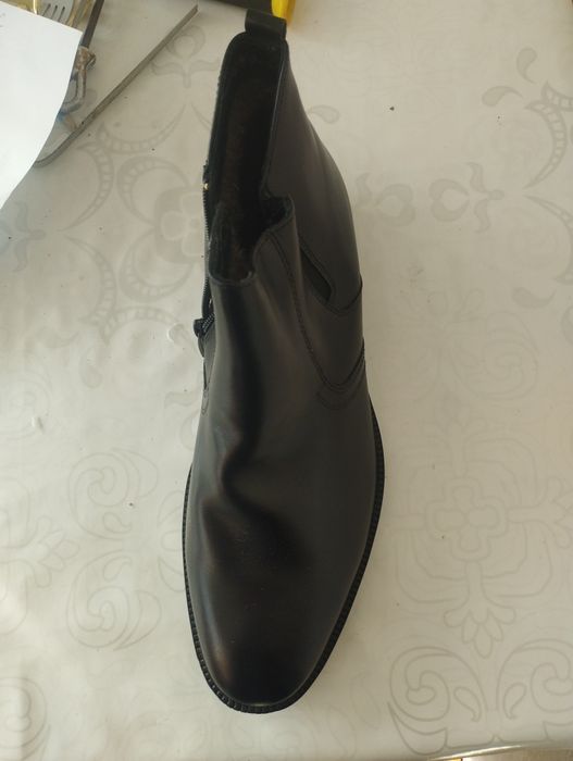 Меховые кожаные ботинки мужские