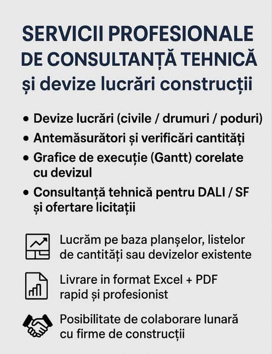 Consultanță tehnică și management de proiect în infrastructură