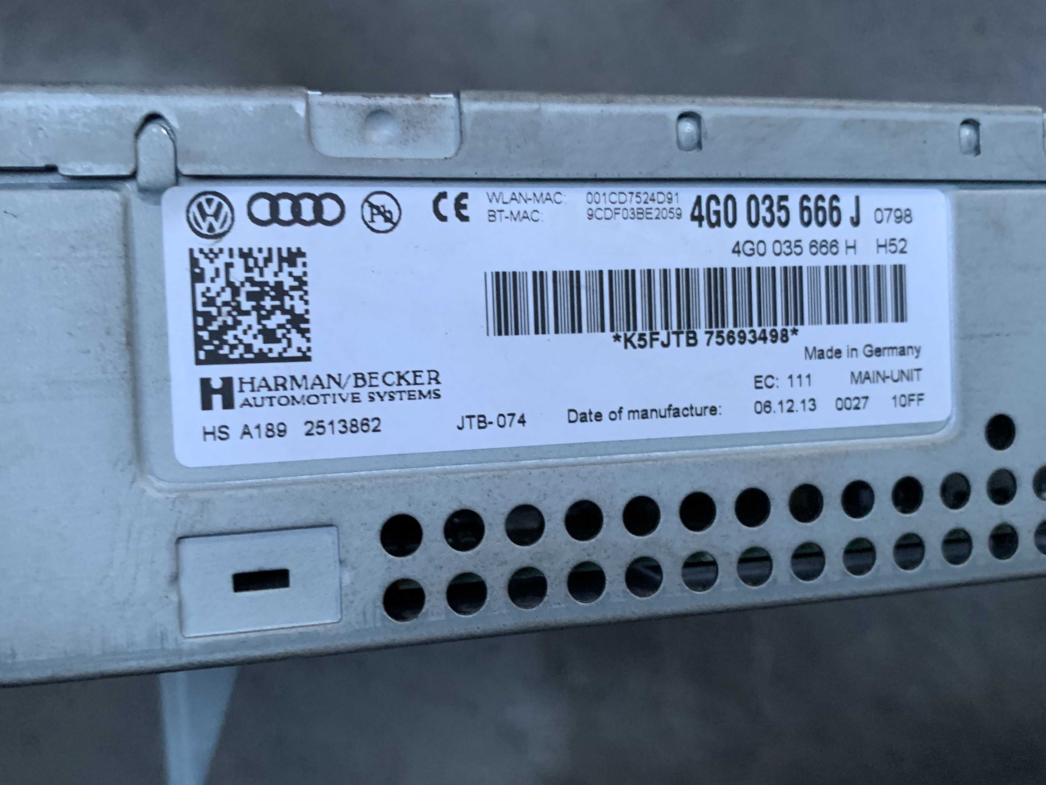 unitate multimedia Audi A6 C7/A7 cod 4G0035666J/4G0035666H