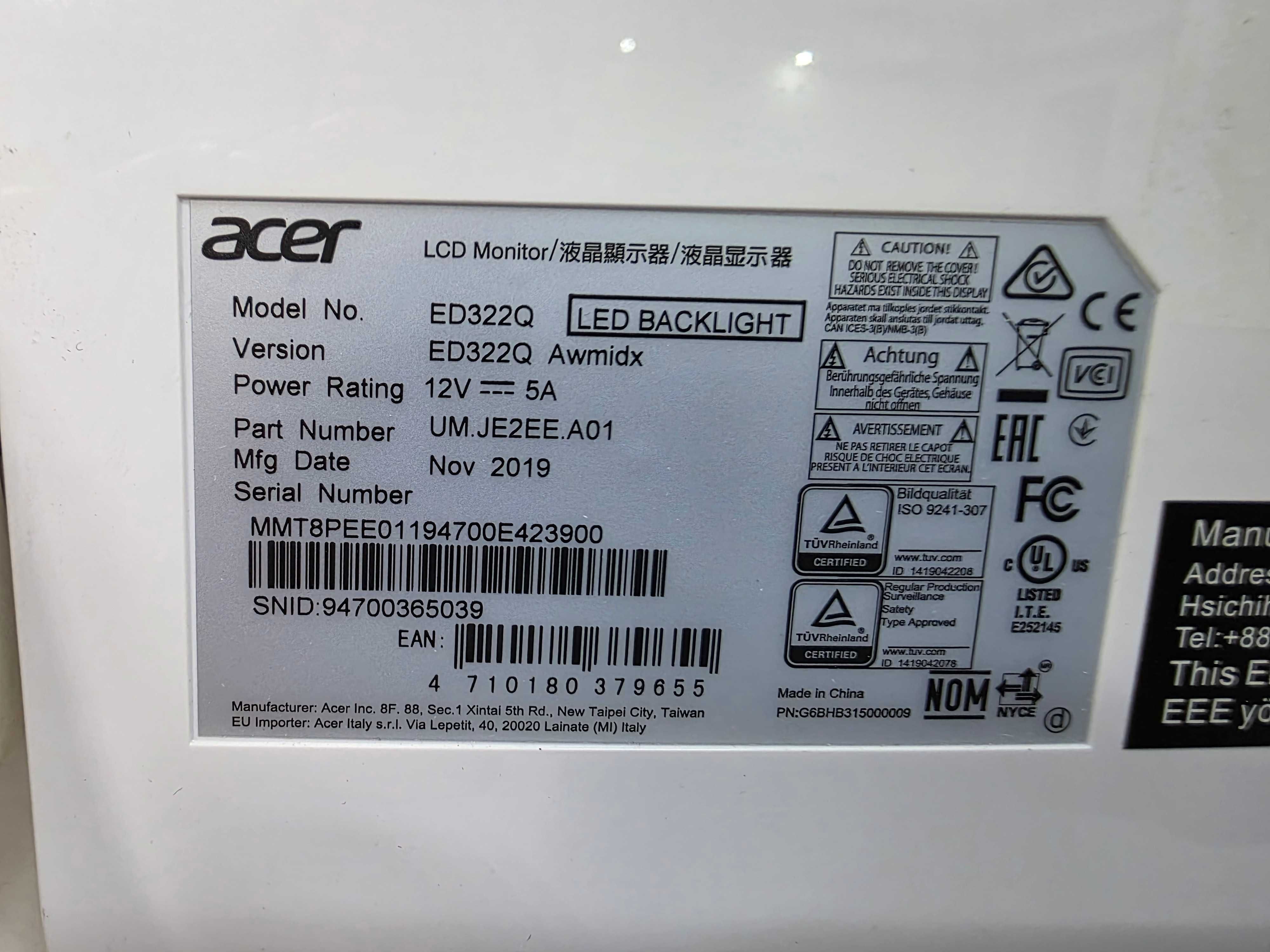 Монитор ACER ED322Q на запчасти