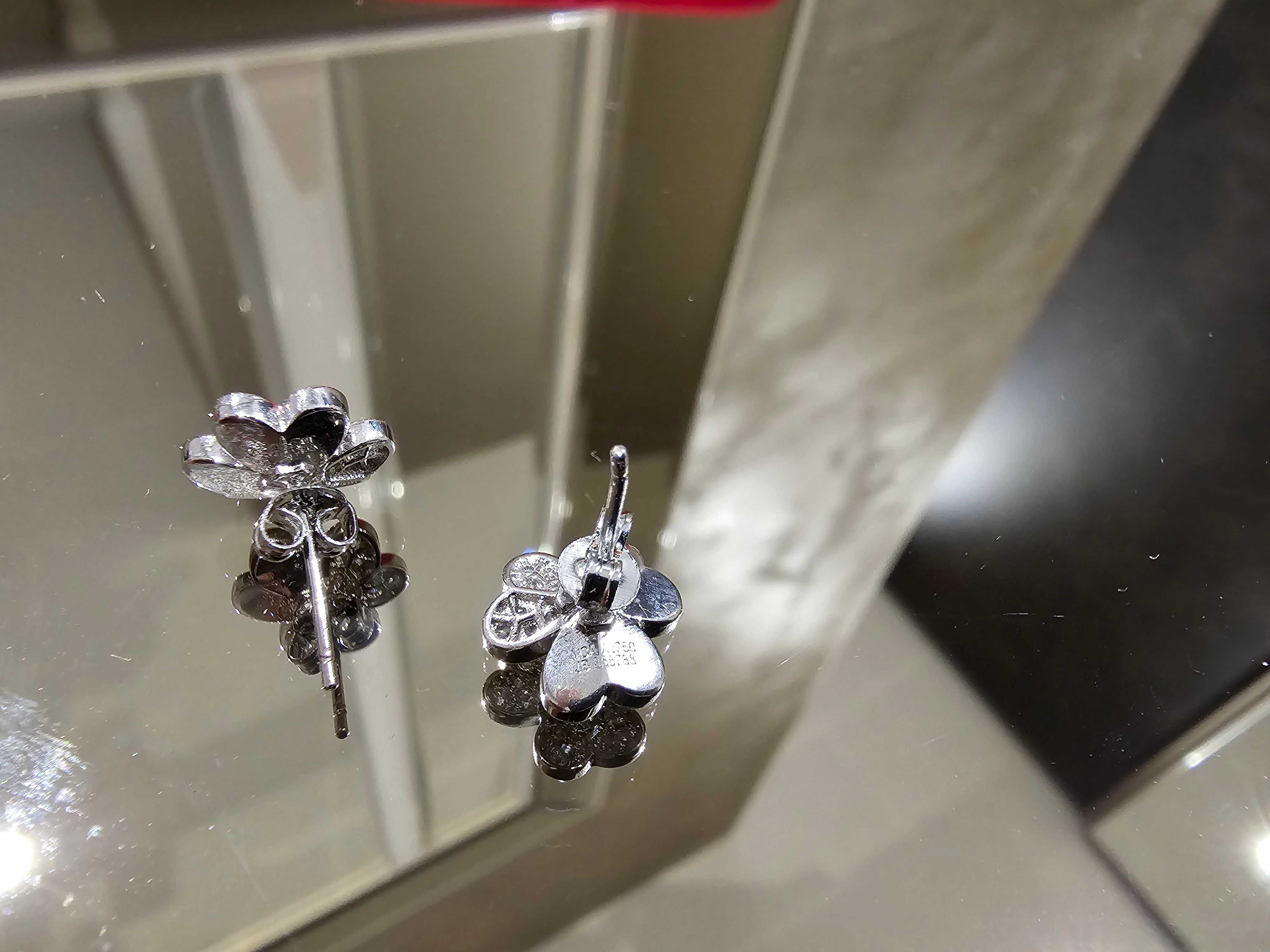 Van Cleef & Arpels VCA Silver Frivole Mini Diamond Clover Дамски Обеци