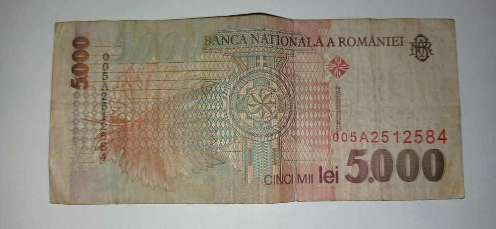 Bancnota 5000 lei Blaga 1998 seria 005A