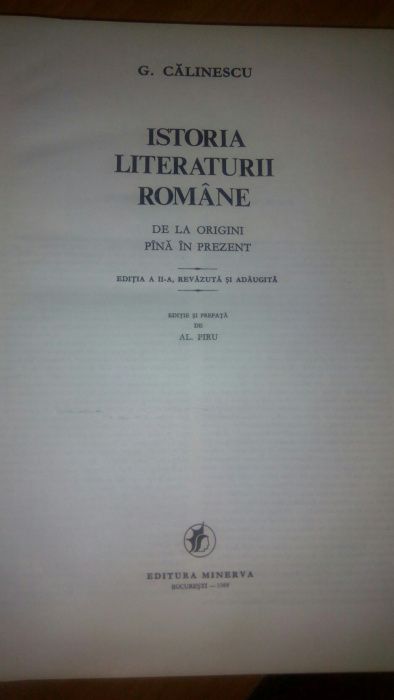 Istoria Literaturii Romane de la origini pana in prezent de George C.