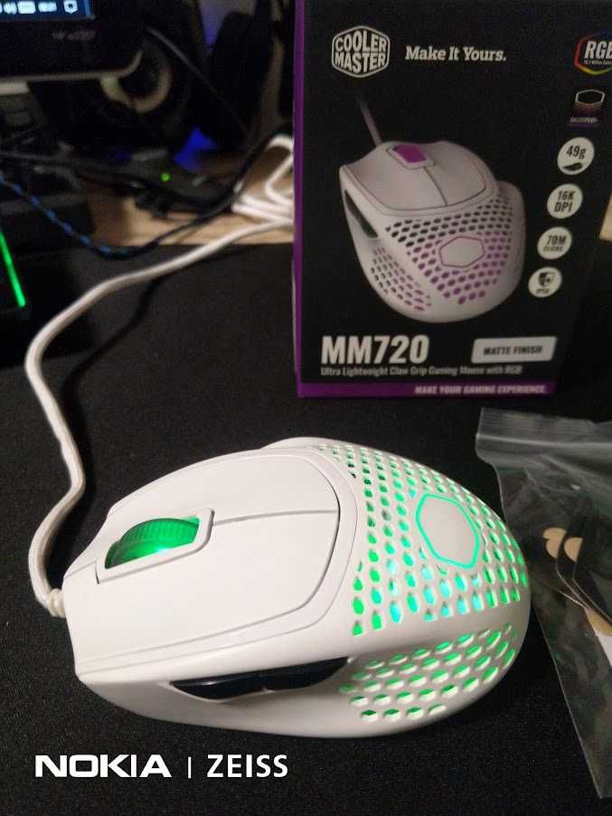 Mouse gaming Cooler Master MM720 - white matte - 16k-dpi RGB - nou