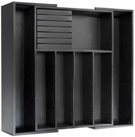 Organizator Tacamuri/Ustensile Bambus Negru 33-55cm,REDUS de la 170RON