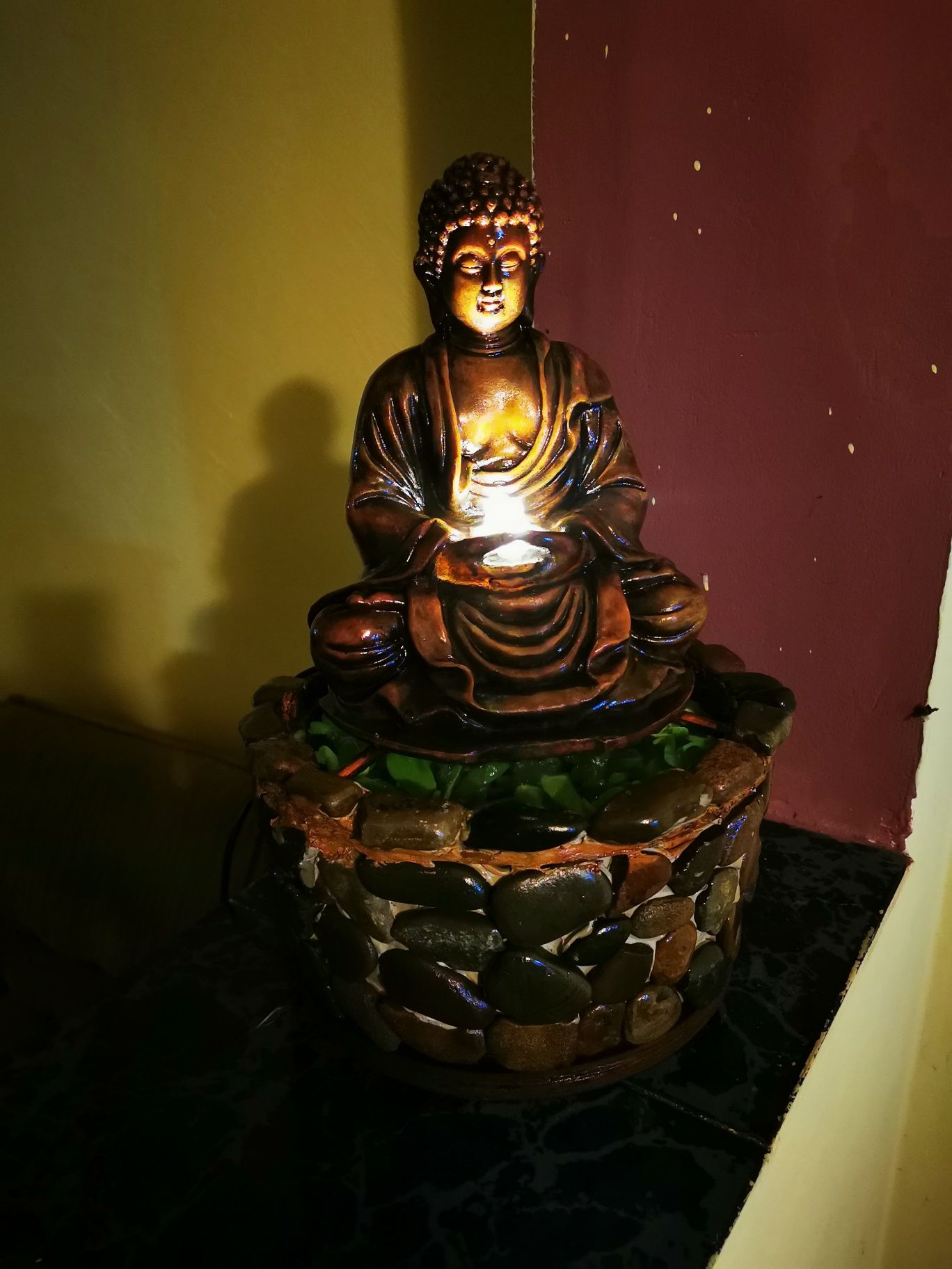 Vand decor zeu Buddha fantana arteziana cu lumina
