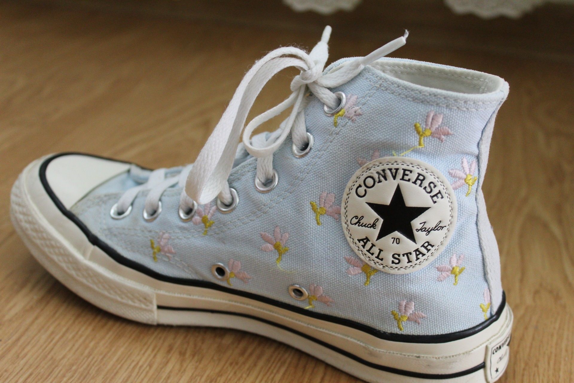 Converse chuck 70 albaștri cu model floral, mărime 37,5/ 37