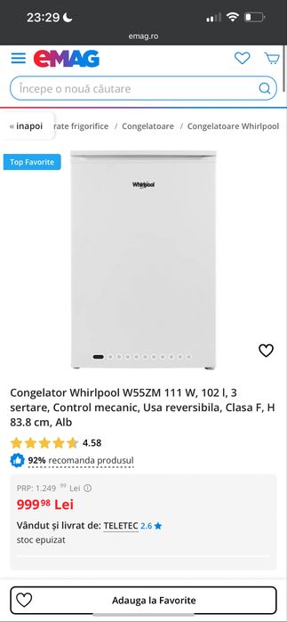 Congelator Whirlpool