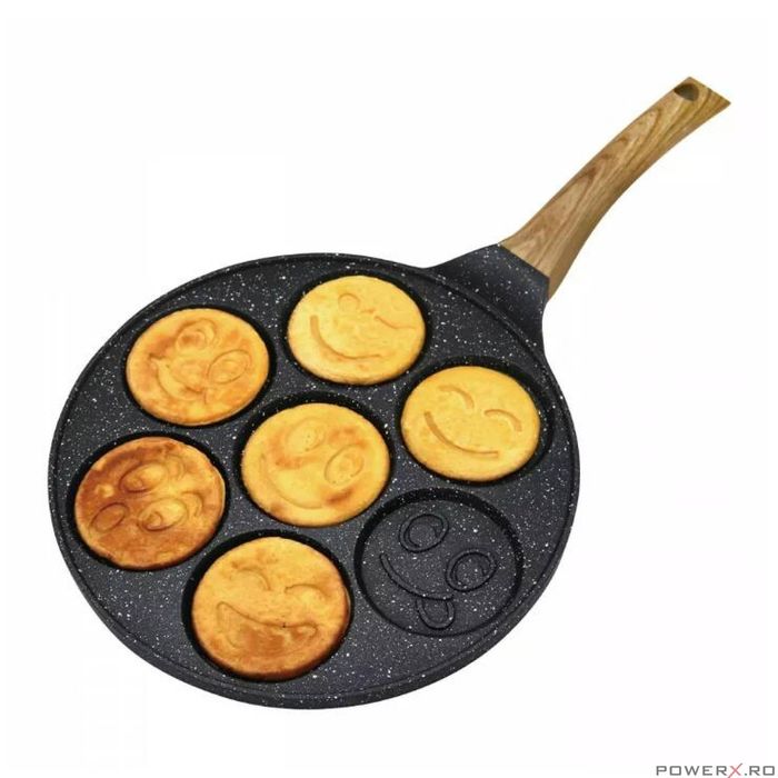 Tigaie cu strat din marmura pentru oua si clatite cu 7 fete