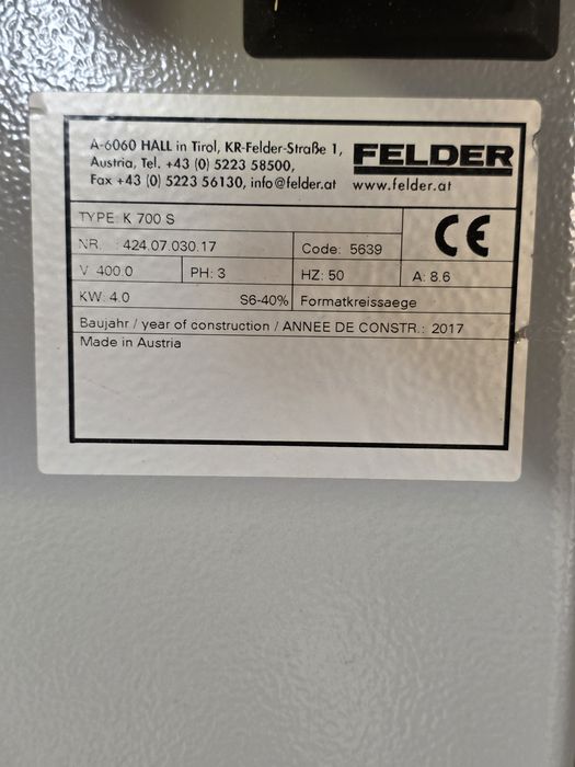 Форматен циркуляр с подрезвач Felder K700S - карета 3200 мм