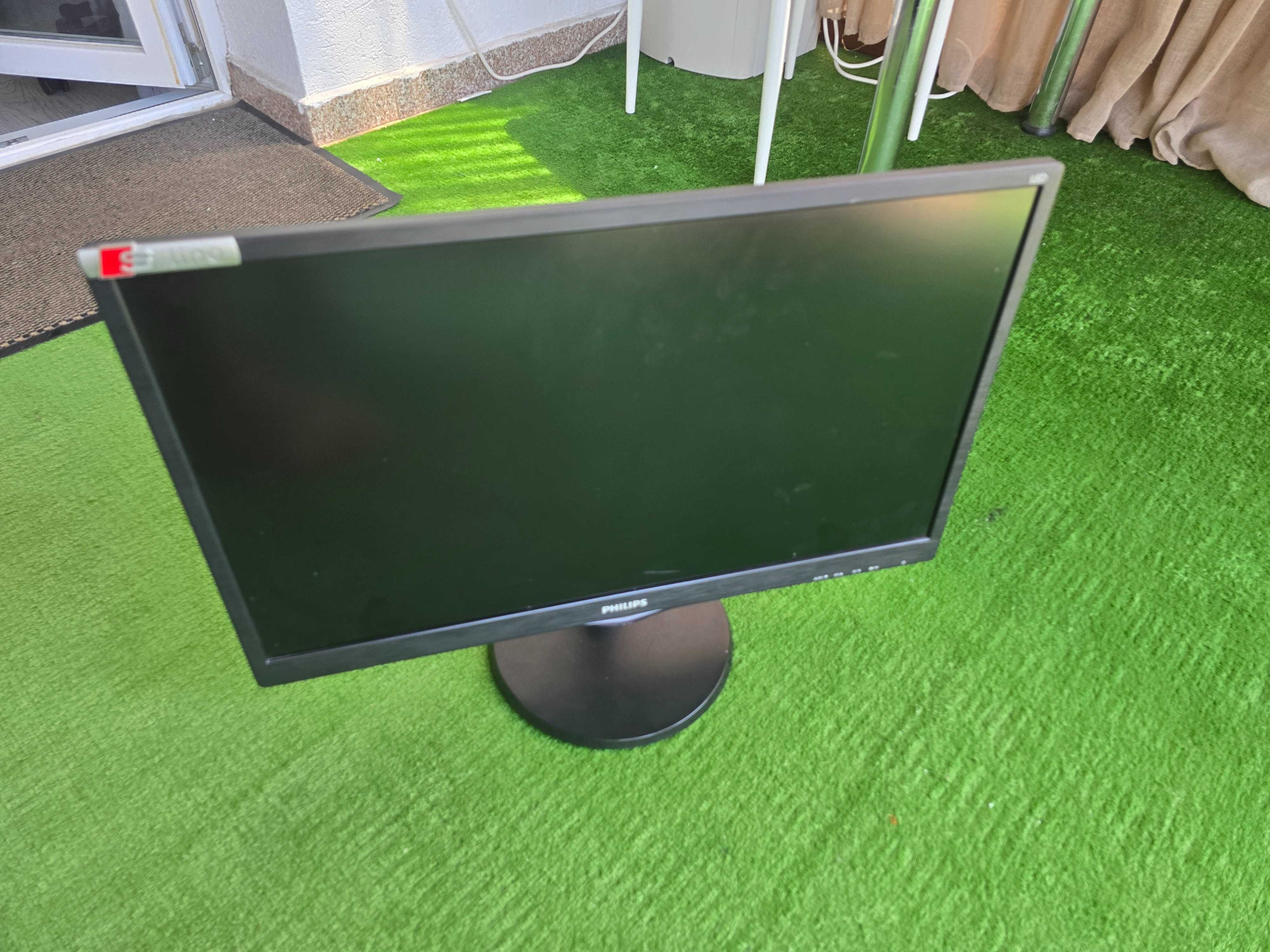 Monitor LED Philips 23.6", Full HD, VGA, DVI, Negru + cablu HDMI 4K