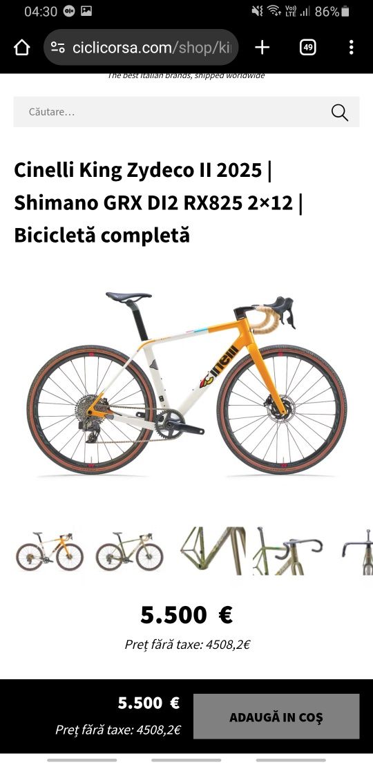 Gravel/cursiera carbon 8.9kg CINELLI 2025 /Shimano GRX DI2 RX825 2×12