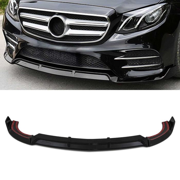 Преден лип спойлер за Mercedes E-Class W213 (2016–2020), черен гланц