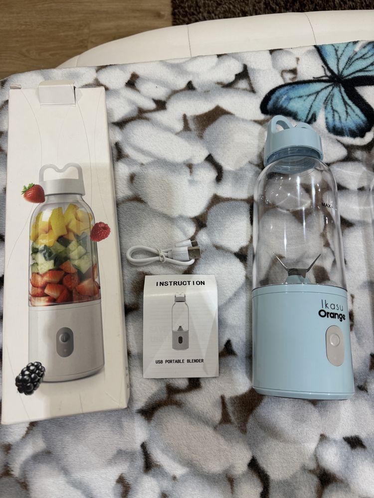 Blender portabil USB diferite culori Roz Albastru Alb Noi pachet 3+1 g