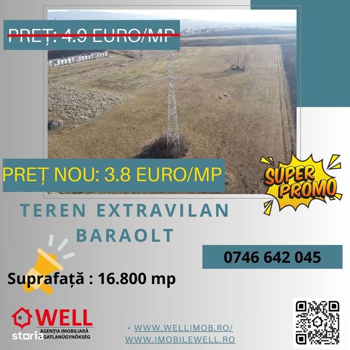 De vânzare teren extravilan orș. Baraolt (Tehnica)