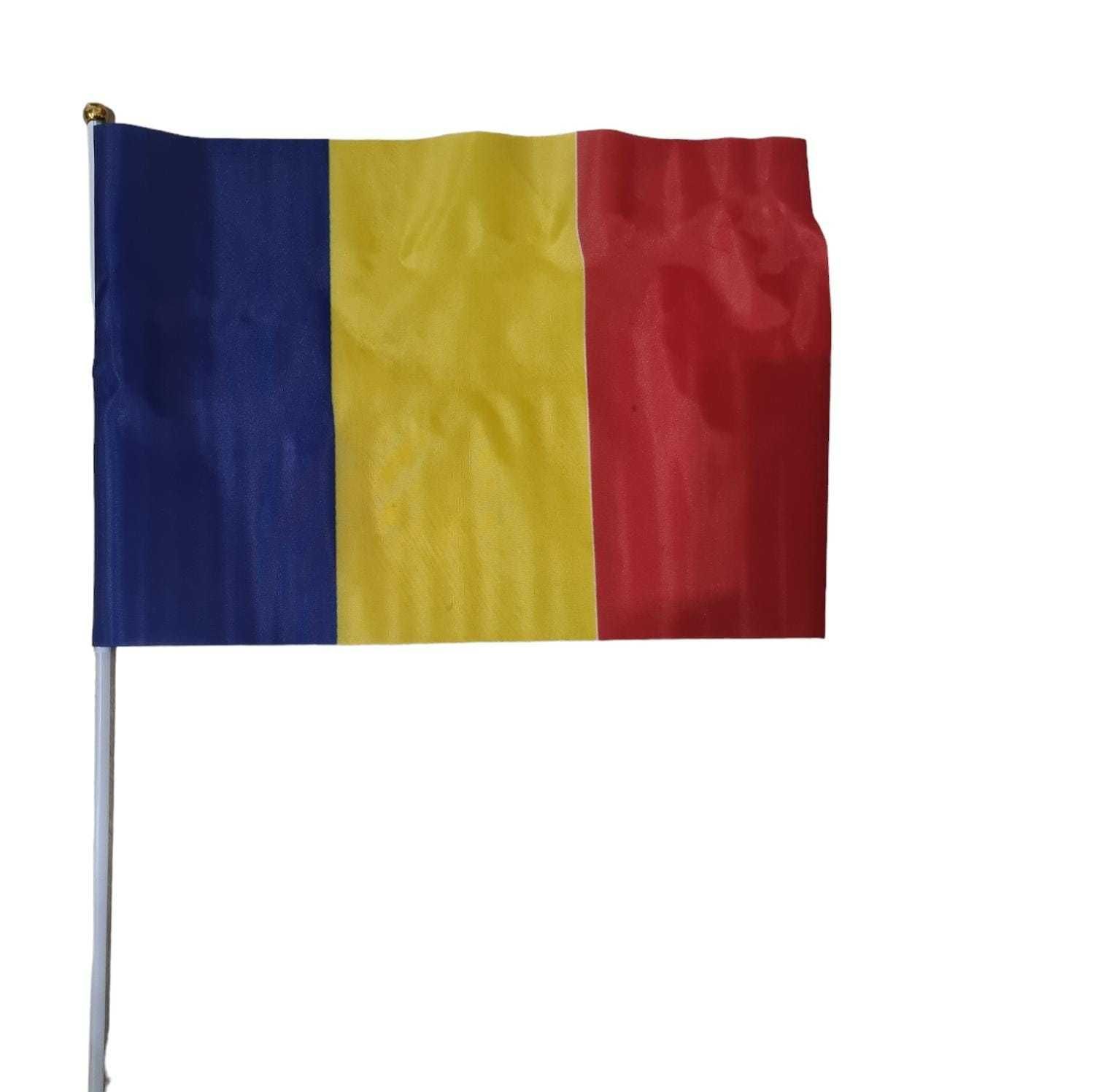Stegulete tricolore 30 cm x 20 cm, Drapel cu bat plastic, steag panza