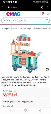 Bucatarie Copii/Set Fast Food/Rulota/ Magazin de jucarie cu  accesorii
