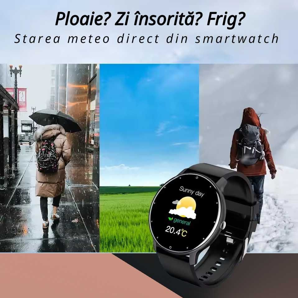 Ceas inteligent, ZI02, Impermeabil IP68, 1.28 inch, HD Full touch