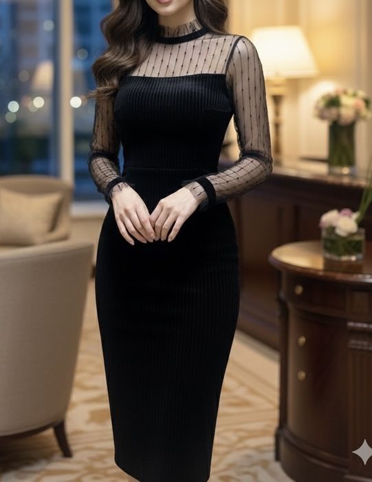 Вечернее платье длинное облегающее черное