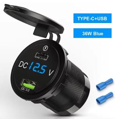 Зарядно устройство за телефон 12V Волтметър Модифициран USB гнездо PD