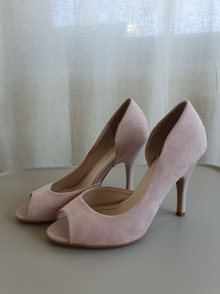 Дамски обувки естествена кожа/велур на ток Clarcks, Lasocki