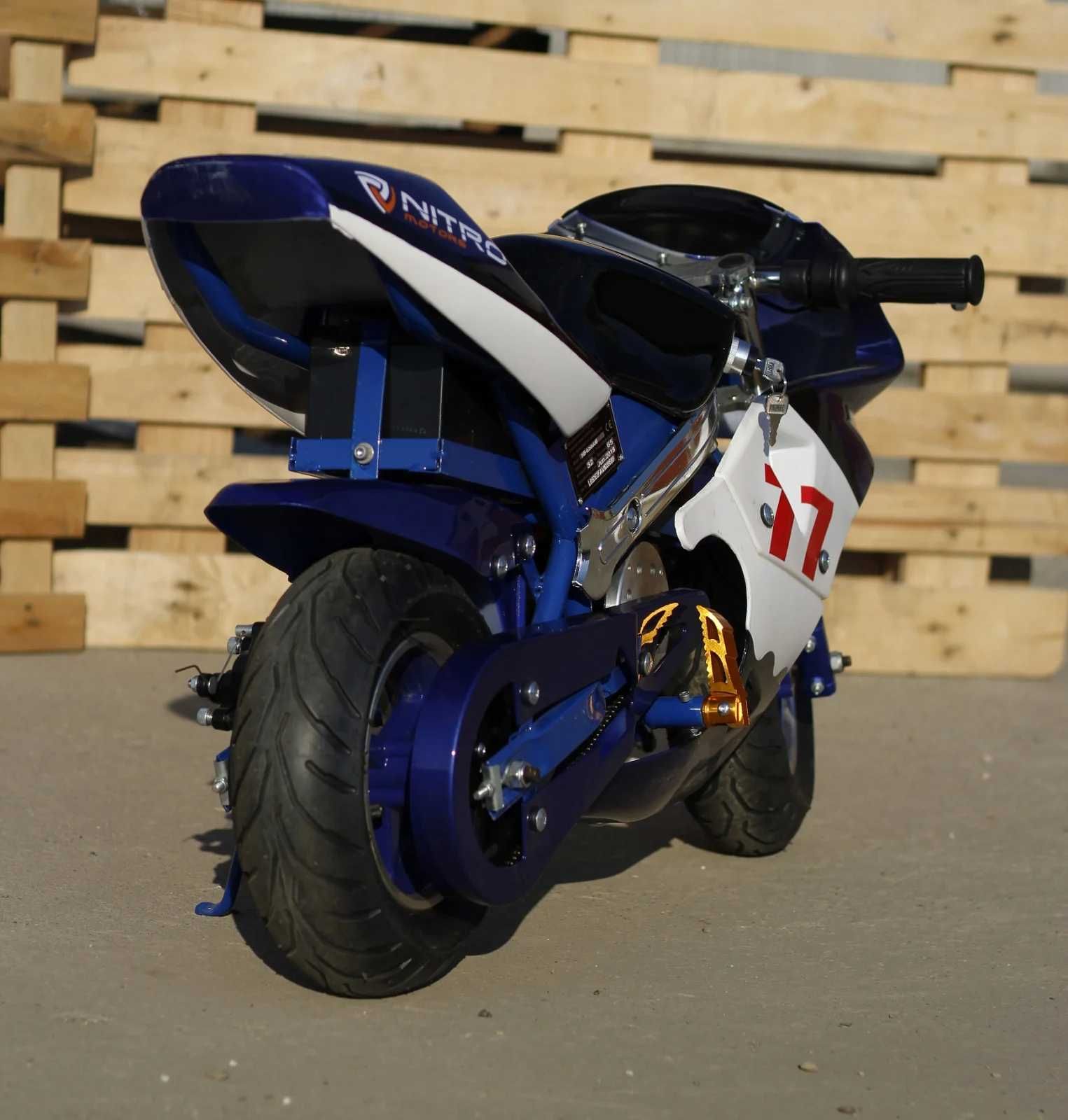 Mini Motocicleta electrica copii 5-9 ani Nitro Pocket Bike 1000W Blue