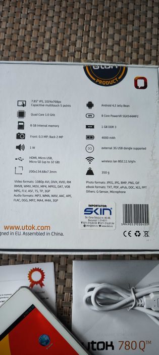 Tableta UTOK 780Q cu procesor Quad Core 1 Ghz, 7.85" IPS, 1GB DDR3,