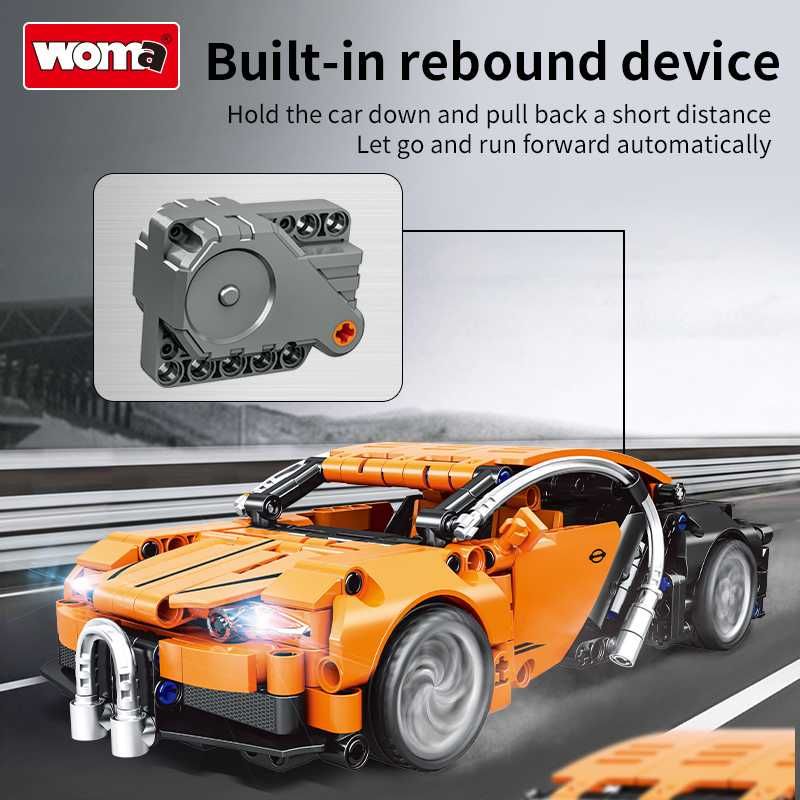 NOU LEGO Replica Bugatti Veyron, 388 piese, portocalie