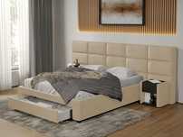 Pat tapitat Cico cu sertar 287 x 114 C2 din piele/stofa Crem Nube 4