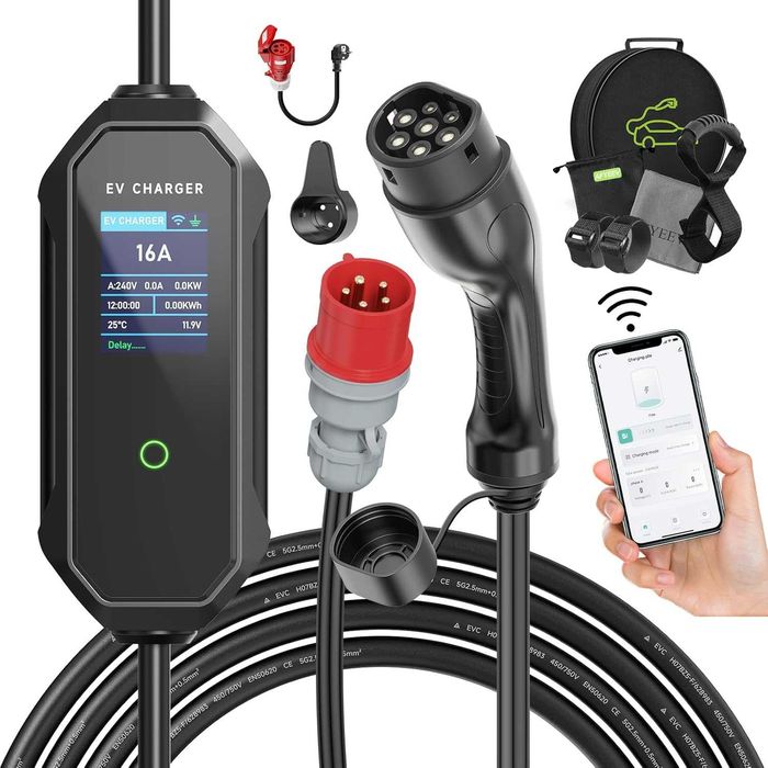 Чисто нов комплект кабели AFYEEV за електрически автомобили 11kW 8-16A