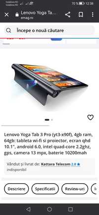 Lenovo Tab 3 Pro cu Proiector 10.1" cu Sim  4G   Cutie + Accesorii ori