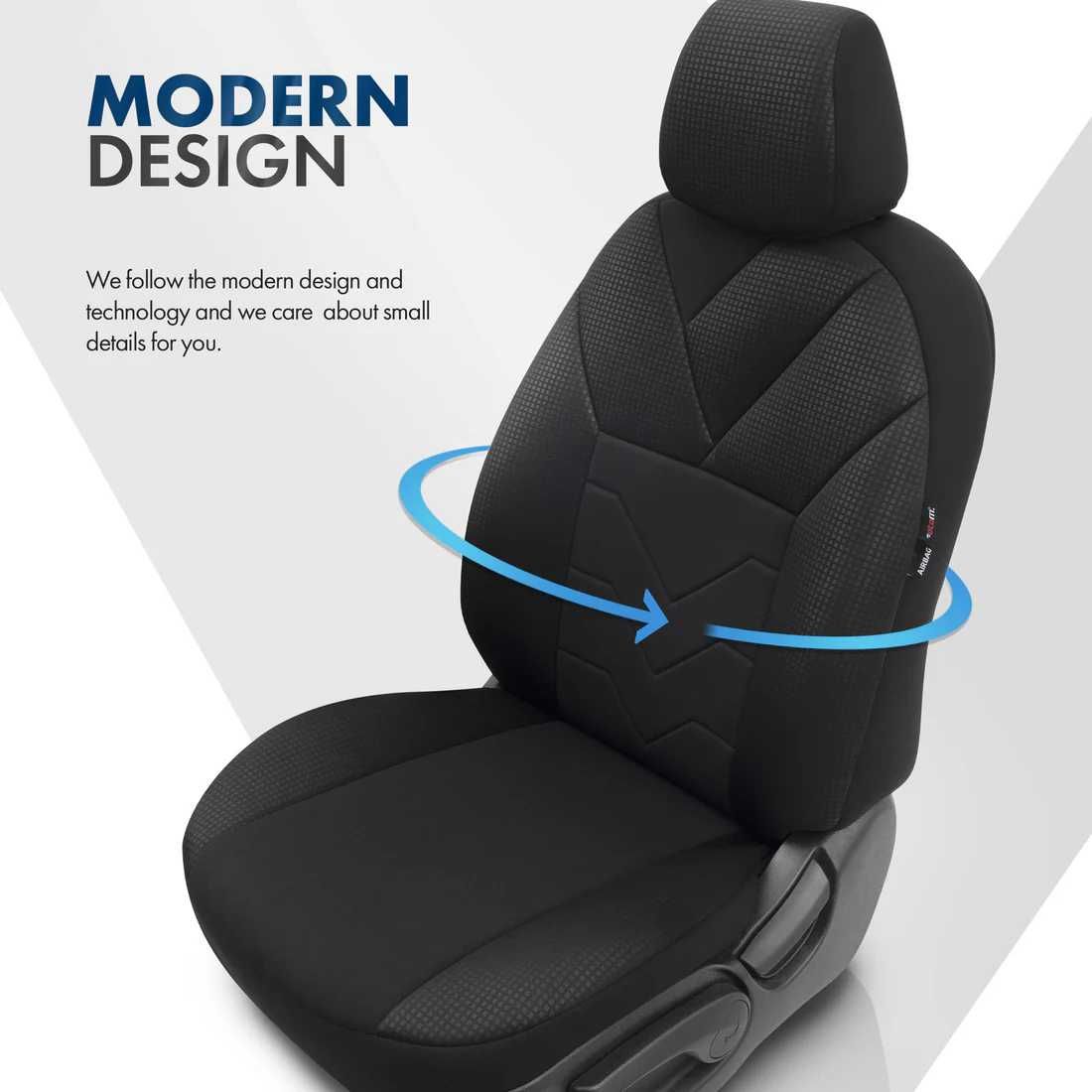 Комплект Тапицерия OTOM-Tempo, Черно,Текстил,за Предни и Задни Седалки
