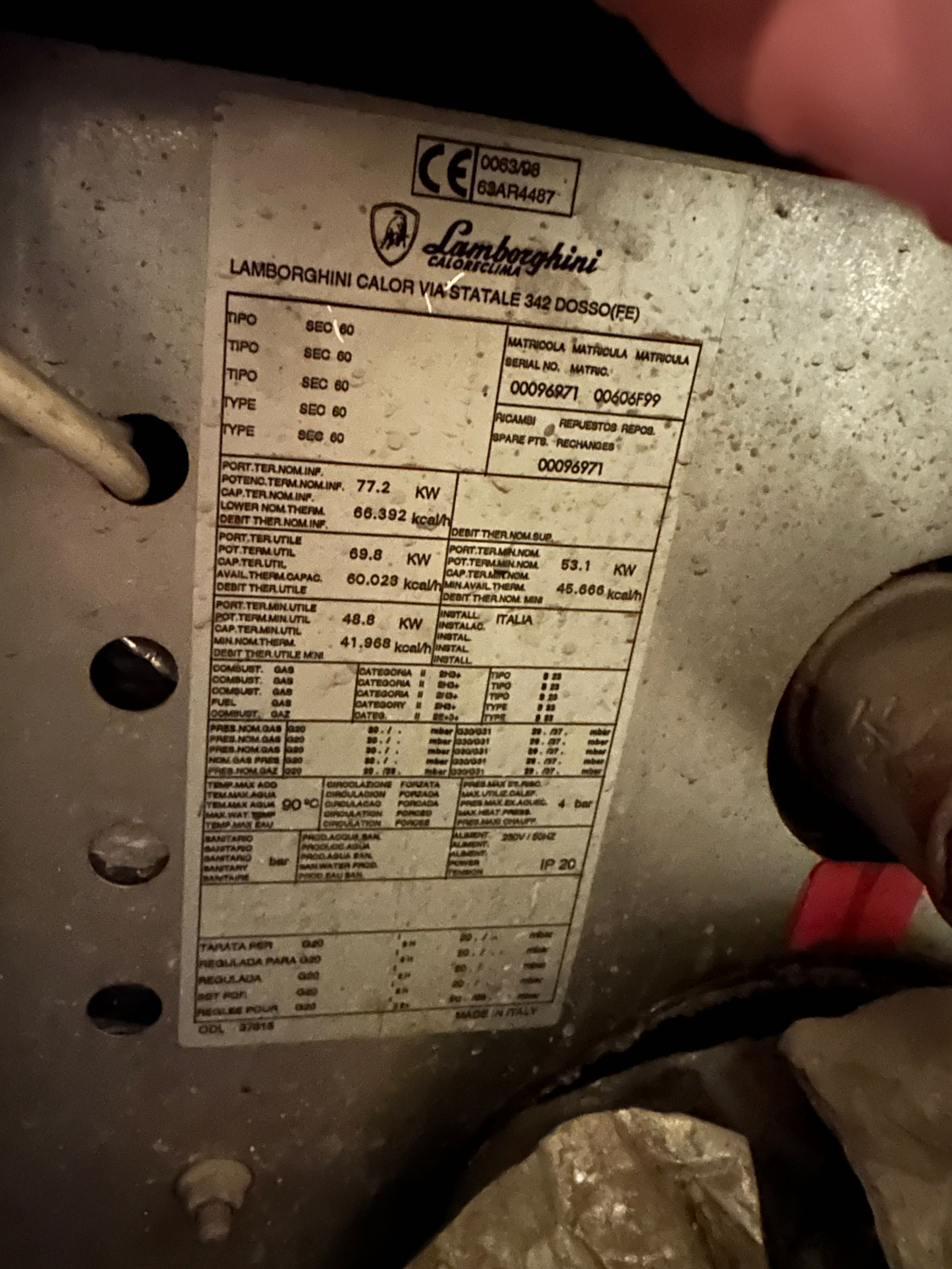 centrala termica pe gaz Lamborghini 77Kw Calore Clima EM9 600mp