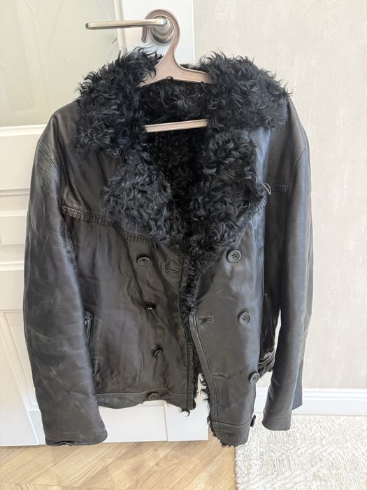 Дубленка каракуль, натуральная кожа с потертостями