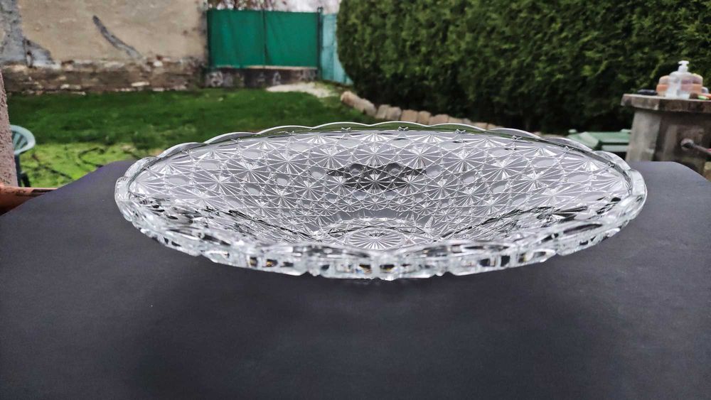 Голяма френска фруктиера от кристално стъкло