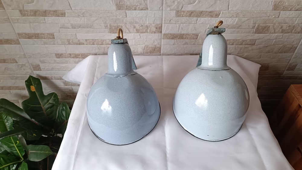 Комплект стари емайлирани лампи за стена или таван - №9 - Антика