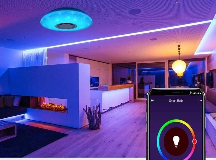 Plafoniera led lamp cu boxa cu telecomanda bluetooth 23cm