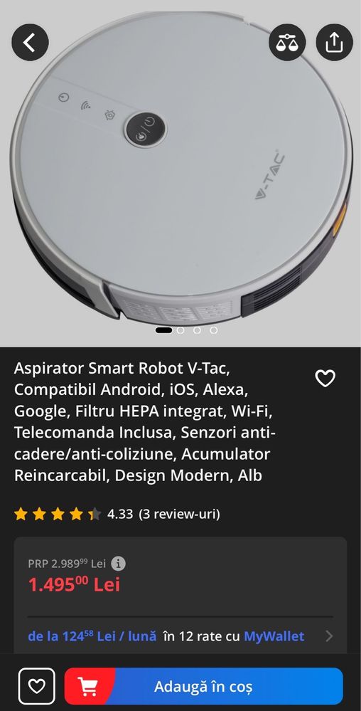 Aspirator Smart Robot V-Tac