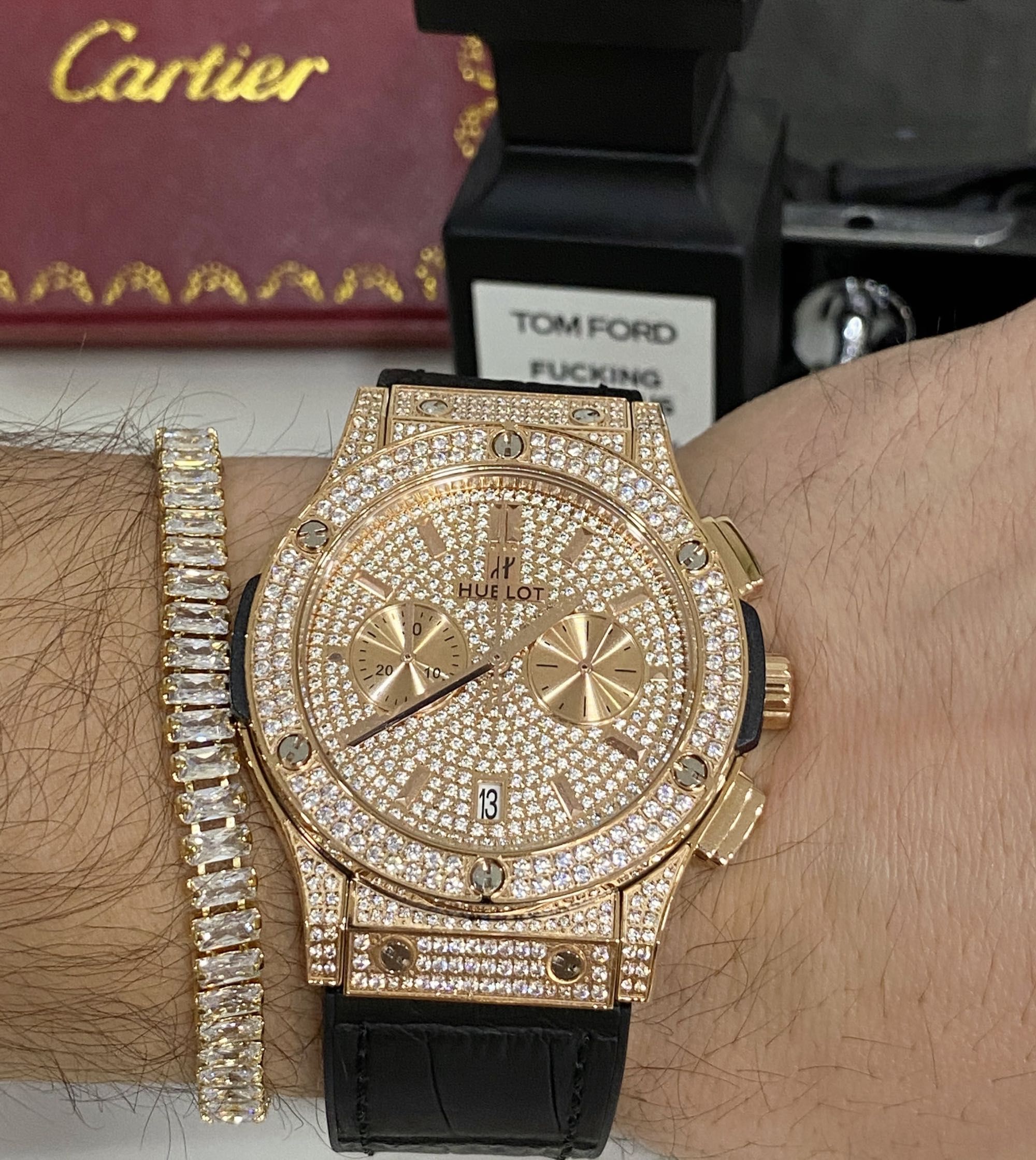 Full Diamond Gold Slim / ceas bărbat cu diamante