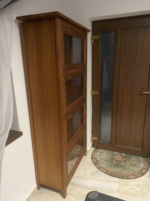 Servanta, vitrina, dulap cu geamuri lemn masiv de tec 80% 190x100x40cm