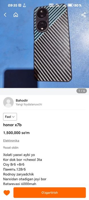 Honor x7b  ishlashi zor qotmidi