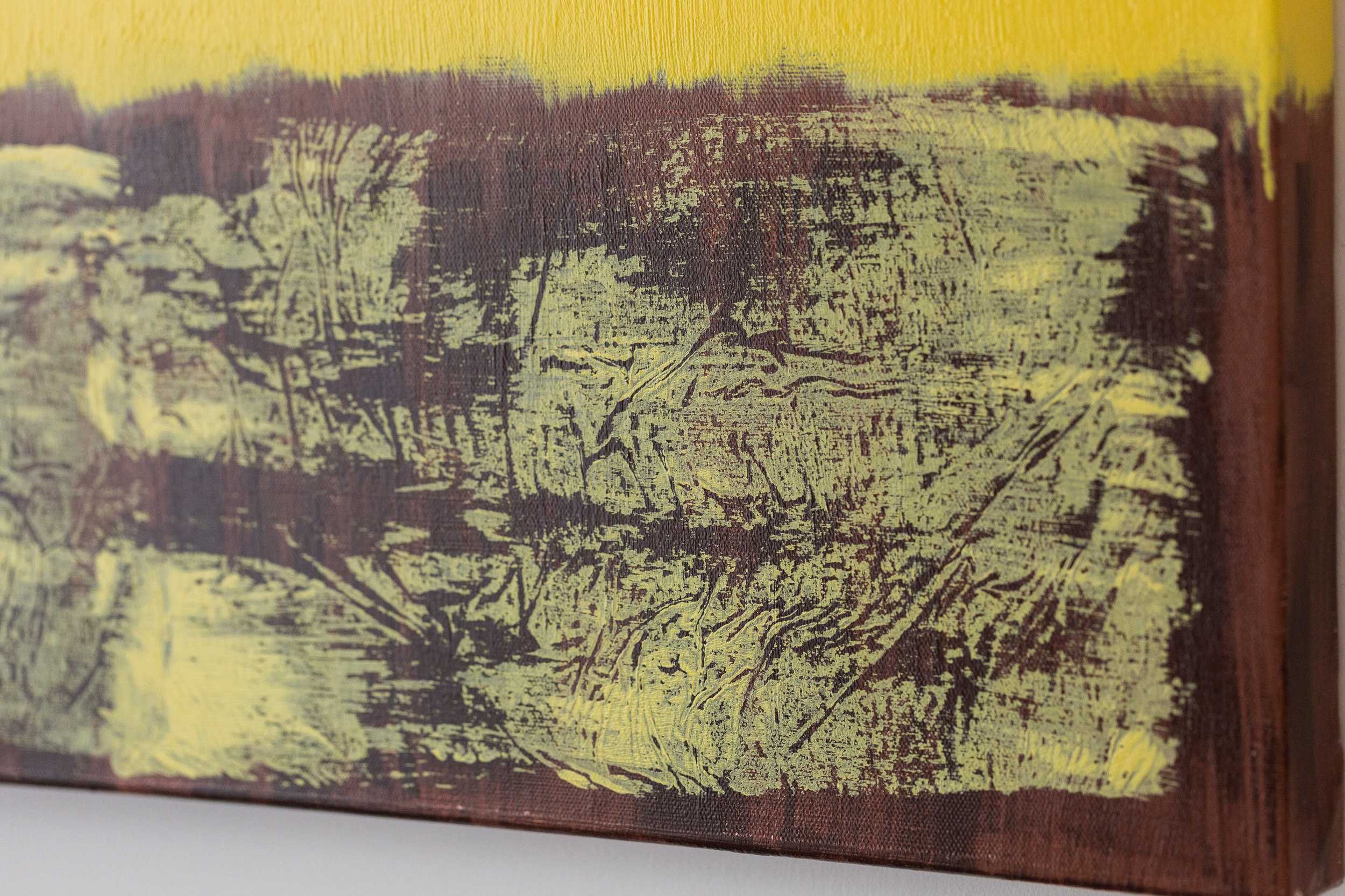 Yellow and Brown - tablou canvas, pictura in vopsea acrilica, 60x90cm