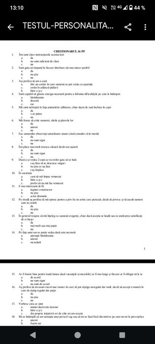 Vând teste psihologice MAI, MAPN